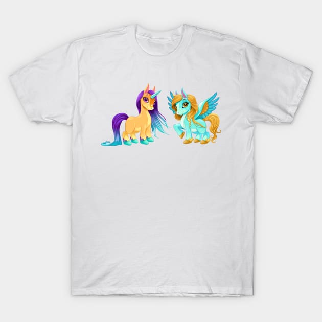 Baby unicorn and pegasus with cute eyes. T-Shirt by ddraw